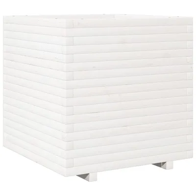 Image de Jardinière blanc 70x70x72 cm bois de pin massif
