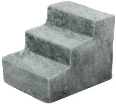 Immagine prodotto di Scaletta per gatti - Tre gradini - 35x35x46 cm - Tessuto morbido - Adatta a gatti fino a 5 kg - Ideale per letti e divani - Grigio chiaro
