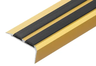Zdjęcie produktu dla Profil schodowy aluminiowy szeroki 35x19,5mm nakładką wąską Cezar Złoty Mat 1m