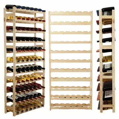 Produktbild von MODO24 Weinregal 77 Flaschen, Flaschenregal, Weinschrank, Weinständer, Getränkeregal, Kellerregal, Massivholz, 166x72x25 cm, Natur, RW1