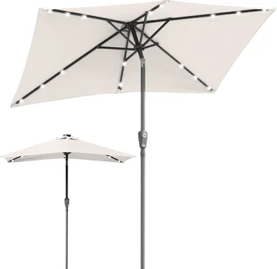 Zdjęcie produktu dla Parasol ogrodowy Bettizia 200 x 300 cm, parasol z możliwością składania, parasol z korbką, kolor beżowy