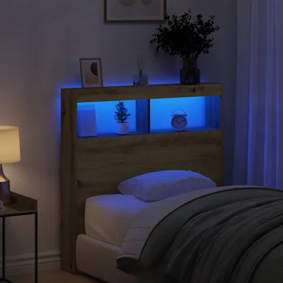 Produktbild von LED-Kopfteil mit Ablagen Artisan-Eiche 100x17x102 cm, Kopfteile DesignMöbel