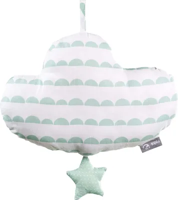 Produktbild von roba Spieluhr 'Happy Cloud', Einschlafhilfe, Textil-Wolke waschbar, Babyzimmer Deko taupe / mint