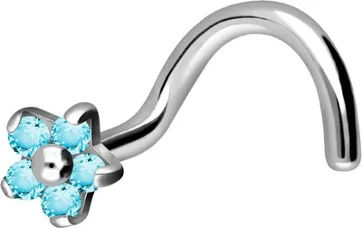 Produktbild von Nasenpiercing, Nasenstecker Titan Nasenstecker Spirale KRISTALLBLUME