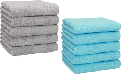 Produktbild von Betz 10 Stück Seiftücher 30x30 cm PREMIUM 100% Baumwolle  Farbe: silbergrau und türkis