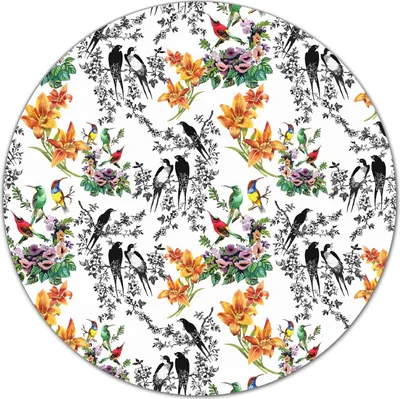 Produktbild von Glas-Herdabdeckplatte Glaskeramikkochfeld-Abdeckung Schneideplatten - 40 cm - Bunte Blumen & Vögel