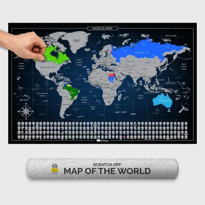 Immagine prodotto di Giallobus - Mappa del mondo da grattare - 68L x 43,5l cm - Carta Patinata - 04 - Map of the World