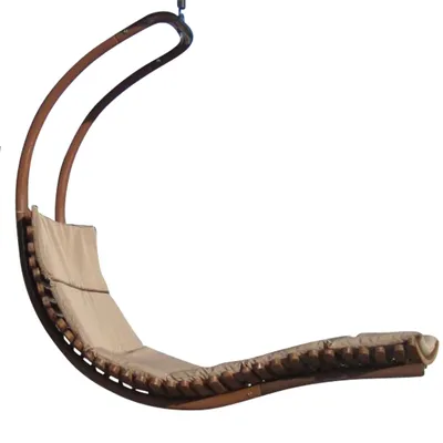 A hanging lounge chair on a white background.