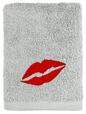 Image de Serviette avec motif brodé de lèvres, 50 x 90 cm