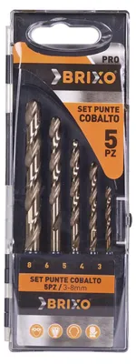 Obrázek produktu pro Sada 5 vrtáků z kobaltové oceli na ocel, kov a litinu BRIXO