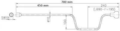 Obrázok produktu pre Kľuka pre AL-KO 1213048 výsuvná podpera pre príves 760 mm 19 mm
