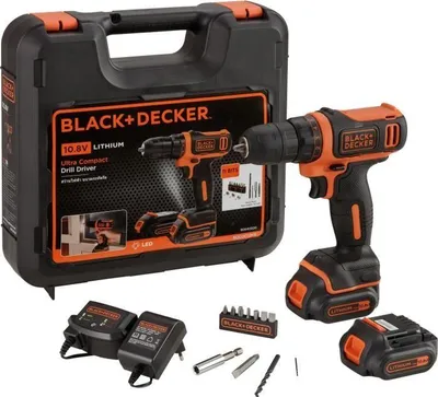 Obrázok produktu pre Akumulátorová vŕtačka, 12 V, BLACK+DECKER BDCDD12KB-QW, 2 akumulátory, nabíjačka, v kufríku
