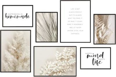 Produktbild von Hyggelig Home Premium Poster Set - 7 passende Bilder OHNE RAHMEN im stilvollen Set - 3 x DIN A3 + 4 x DIN A4 - Set Dry Grass