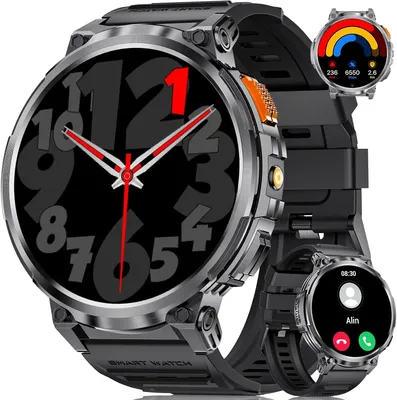 Produktbild von DREMAC Smartwatch Herren 1.85" HD Display, 730 mAh Akku, 120+ Sportmodi, Bluetooth Anrufe, IP68, Herzfrequenz- & Schlafmonitor