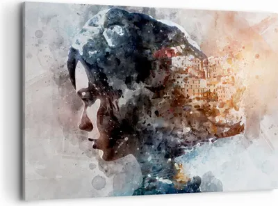 Produktbild von Bild auf Leinwand - Leinwandbild - Frau Abstraktion - 100x70cm - Wand Bild - Wanddeko - Wandbilder - Leinwanddruck - Bilder - Kunstdruck - Wanddekoration - Leinwand bilder - Wandkunst - AA100x70-3956
