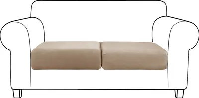 Produktbild von Topchances Samt Sofa Sitzkissenbezug, Elastischer Couch-Kissenbezug 2 Stück Sofakissen Schonbezug Sofasitzbezug Sofa Husse (Hellbraun,2 Sitzer)