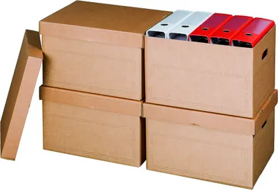 Produktbild von 10x Archivcontainer, mit Deckel, Archivbox, Archivkarton Basic, S, braun