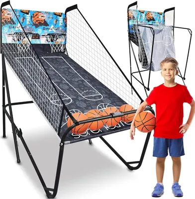 Produktbild von SereneLife Arcade Basketball Spiel, Klappbarer Einzel/Doppel-Basketballkorb, Elektronische Punkteanzeige, Robuste Konstruktion Basketballgeschenk