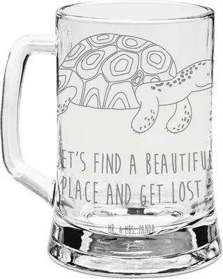 Produktbild von Mr. & Mrs. Panda Krug Schildkröte Marschieren - Transparent - Geschenk, Schildkröten, Lieblingsmensch, Abenteuer, Neustart, Motivation, Meer, Humpen, Glas Bierkrug