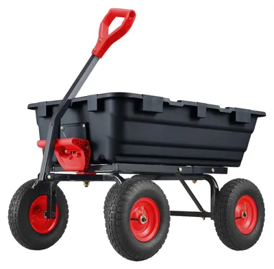 Produktbild von Garten Kippwagen - Schwerlast Bollerwagen - 360 kg Tragkraft - 180° Schnell-Kippfunktion - 25 cm pannensichere Räder - Stahlrahmen - Schwarz