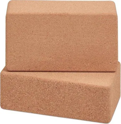 Produktbild von Famanu Yogablöcke Set aus 2 Kork für Yoga-Übungen - 12 x 22,5 x 7 cm - Pilatesblock rutschfest natur