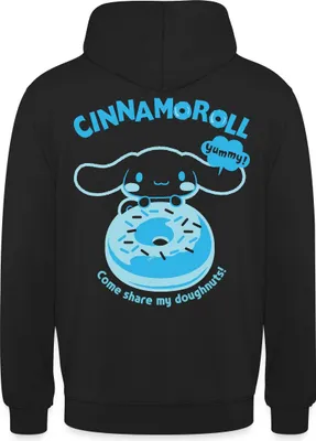 Produktbild von Spreadshirt Cinnamoroll Mit Donut Yummy Doughnuts Uni Hoodie, L, Schwarz