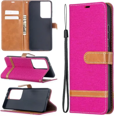 Produktbild von König Design Hülle kompatibel mit Samsung Galaxy S21 Ultra Kunstleder Handyhülle - Handy Case Rosa