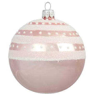Produktbild von Rosa Glaskugel mit schneebedecktem Dekor