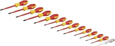 Produktbild von Schraubendreher Set, Bosch Professional VDE, 14-teilig, mit Spannungsprüfer, SL/PH/PZ/TX, bis 1000V, in L-BOXX