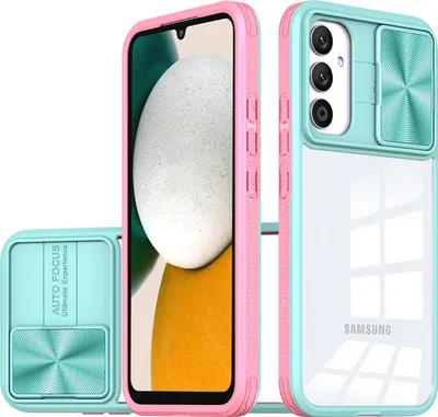 Produktbild von Hülle für Samsung Galaxy A34 Transparent TPU Bumper Schutzhülle mit Schiebe Kamera Schutz Hellblau