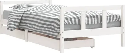 Produktbild von vidaXL Kinderbett mit Schubladen Weiß 90x200 cm Massivholz Kiefer