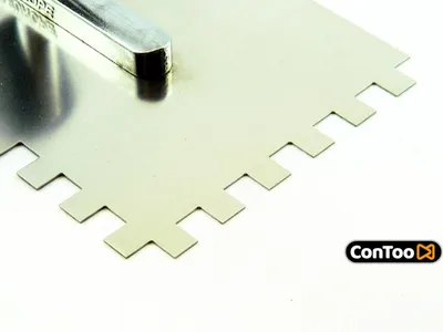 Produktbild von Zahnkelle Maurerkelle Zahnspachtel Putzkelle 280x130 Fliesenkelle Holzgriff Edelstahl Zahn 10x10mm CT029