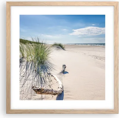 Produktbild von Gerahmtes Poster - Rahmen in heller Eiche - Mrzezyno Strand Meer - 40x40 cm - Wand Bild - Wanddeko - Wandbilder - Wandposter - Bilderrahmen - Bilder - Kunstdruck - Wandbild - P2NAC40x40-4281