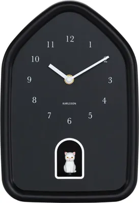 Produktbild von Karlsson - Wanduhr Modern Kitty - Schwarz - 29.1x20x29.1cm