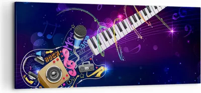Produktbild von Bild auf Leinwand - Leinwandbild - Gitarre Instrument Musik Notiz - 120x50cm - Wand Bild - Wanddeko - Leinwanddruck - Bilder - Kunstdruck - Wanddekoration - Leinwand bilder - Wandkunst - AB120x50-2724