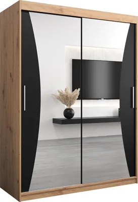 Produktbild von Kleiderschrank, Schiebetürenschrank Schlafzimmer, Schrank mit Spiegel MONACO 150 cm