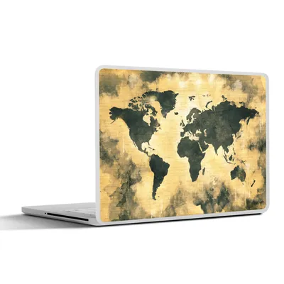 Produktbild von MuchoWow® Laptop Aufkleber Sticker Cover Weltkarte - Schwarz - Braun 32.5x23.5 cm - Sticker für Laptop - Selbstklebend