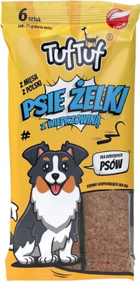 Obrázek produktu pro Krmivo pro psy – pamlsky pro psy – 6x proužky ve tvaru medvídků s příchutí vepřového masa – 70 g vepřového masa