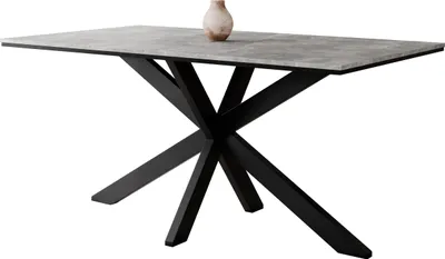 Produktbild von MIRJAN24 Esstisch Wero, Design Tisch, Stilvoll Esszimmertisch, Esszimmer (Farbe: Beton + Schwarz)