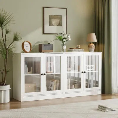 Produktbild von Sideboard mit 2 Glastüren 80 x 80 x 40 cm Weiß
