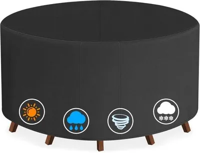 Productafbeelding van Famanu beschermhoes voor tuinmeubels, diameter 245 x 73 cm - Waterdichte en robuuste ronde afdekking