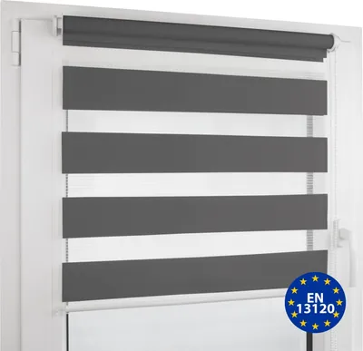 Produktbild von Deco4Me Doppelrollo Klemmfix ohne Bohren – Duo Rollo mit Kettenzug, lichtdurchlässig & blickdicht – 65 x 200 cm, Anthrazit