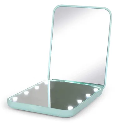 Produktbild von Taschenspiegel, vergrößernder LED-Kompakt-Reise-Schminkspiegel für die Handtasche, tragbar, faltbar, handlich