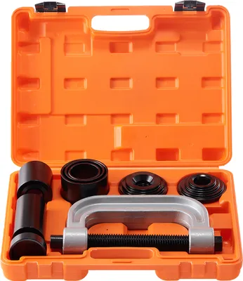Image de SucceBuy Kit de presse pour joint à rotule, kit d'outils haute performance de 10 pièces, presse C pour véhicules 2RM et 4RM, kit de réparation automobile, acier, noir