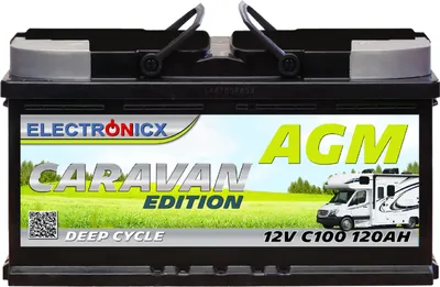 Produktbild von Electronicx Caravan Edition AGM Batterie 120Ah 12V ▶ Wohnmobil Caravan Camper Versorgungsbatterie - wartungsfrei zyklenfest tiefentladungsfest