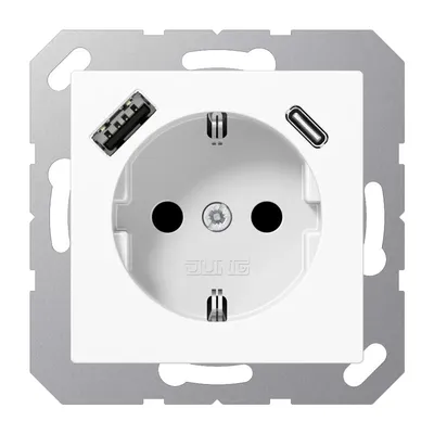 Produktbild von Jung SCHUKOsteckdose m.USB A1520-15CAWW Typ AC alpinweiß