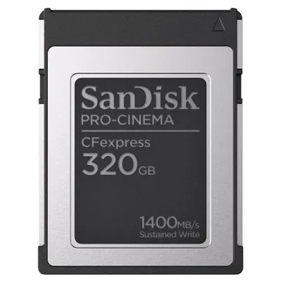 Obrázok produktu pre SanDisk PRO-CINEMA CFexpress, 320 GB, CFexpress, 1700 MB/s, 1500 MB/s, Čierna