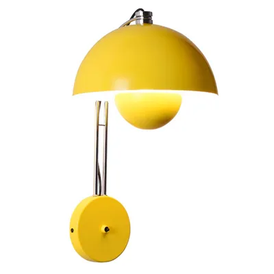 Immagine prodotto di Applique Alpinaluz SETBUL gialla in metallo, lampada da parete in stile retrò con interruttore e attacco E27 per camera da letto, soggiorno e angolo lettura
