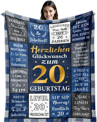 Obrázek produktu pro Dárek k 20. narozeninám pro chlapce, dárek k 20. narozeninám, dárek k narozeninám pro muže, dárek k 20. narozeninám, dárek pro 20leté muže, dárek k narozeninám 150 x 130 cm