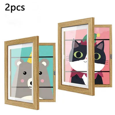 A collage of two sets of children's picture frames, each containing cartoon animal artwork.